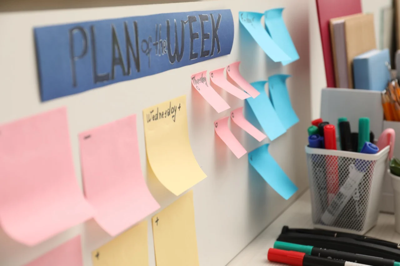 A planning wall of priorities and named owners, kept short enough to mean something